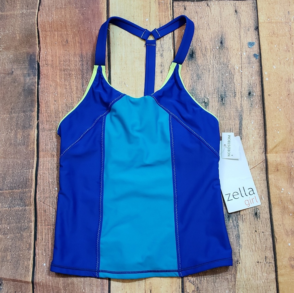 Zella Girl Blue Workout Tank Tp Sz 8 NWT